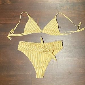 Striped yellow bikini